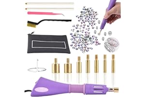 Hotfix Applicator, 7-in-1 Hot Fix Rhinestone Applicator Wand Setter Tool Kit with AB Crystal Rhinestones, 7 Tips, 2 Pencils, 