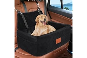NEEZUKAR Dog Car Seat for Large Medium Dogs,Portable Washable Pet Car Seat Under 55 lbs,Dog Booster Seat with Thick Cushion,2 Safety Leashes Travel Car Dog Bed
