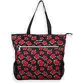 Betsey Johnson 15.6 Inch Zipper Beach Tote Bag Lightweight Large Durable Polyester with Mesh Side Pockets for Gym Work | 15.6 Inch, Zipper, Lightweight, Large, Durable, Mesh Side Pockets