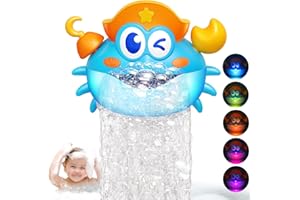 Bath Toys,Crab Baby Bath Toys Light Up Bath Bubble Machine with Colourful RGB Light Great Birthday Gift for Boys and Girls Toddler Toy for Kids Ages 1-3 4-8