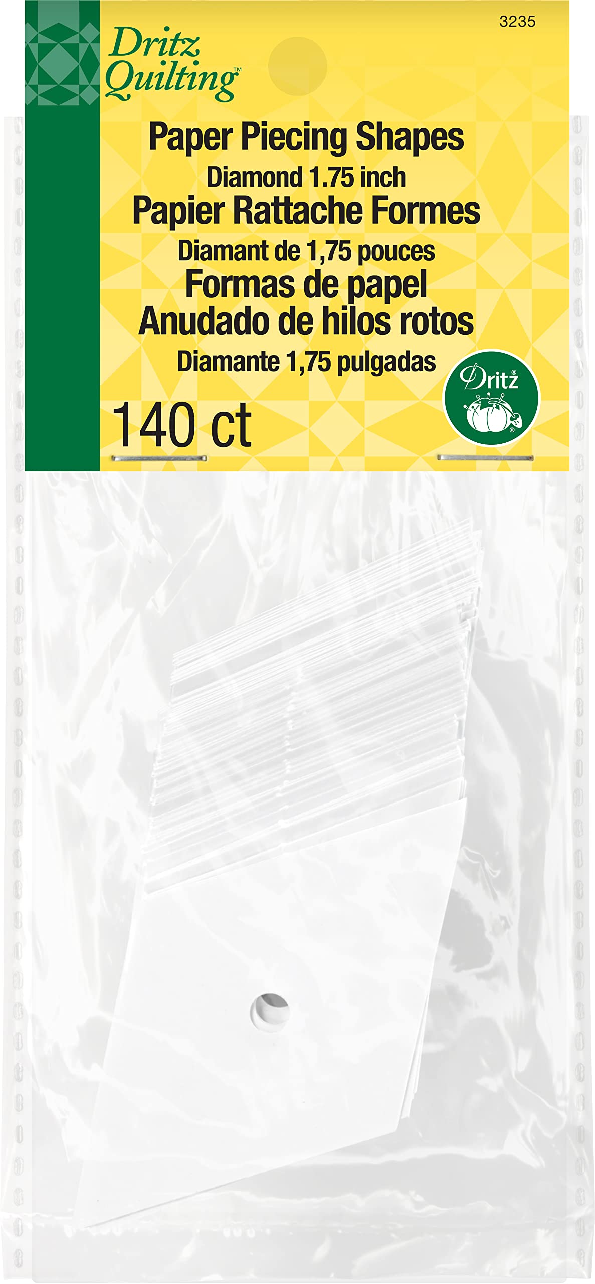 Dritz Quilting Paper Piecing 60 Degree Diamond-1.75-inch 140/Pkg, White