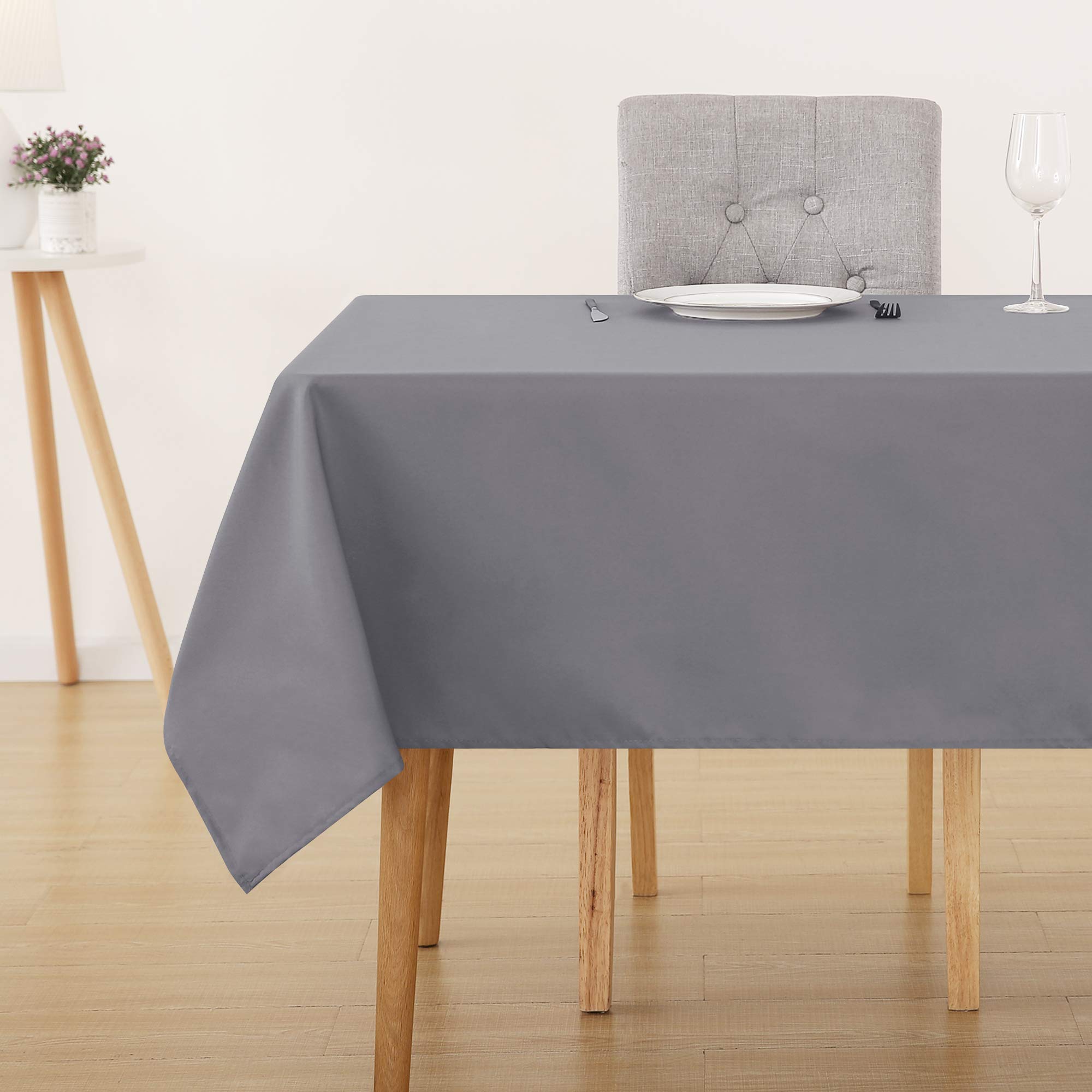 Deconovo Home Decorative Oxford Tablecloth Water Resistant Table Covers Rectangular Tablecloth for Dining Table 132x229cm(52x90in) Grey