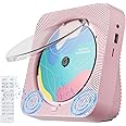 CD Player Portable with Bluetooth 5.1Desktop CD Player with HiFi Sound Speakers,Remote Control,Dust Cover,LED Display,Boombox FM Radio,USB/AUX for Home (Pink)