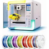 AOSEED AI 3D Printer for Kids, Fast 400mm/s, 12,000+ Models, Enclosed Safe | One-Click WiFi App Control, Leveling-Free 3D Printer, 8 PLA Filaments, STEM Toy Gift for Home &amp; School, X-MAKER AI+