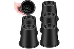 JONHWI Bed Risers, 4 Inch Round Furniture Riser Heavy Duty Raise Blocks for Bed Couch Table Desk (Black,6 Pack)