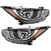 Halogen Headlights Assembly for 2012 2013 2014 Hyundai Accent Driver and Passenger Side Headlamps Replace for HY2502163 HY2503163 921011R010 921021R010 (Chrome Housing)