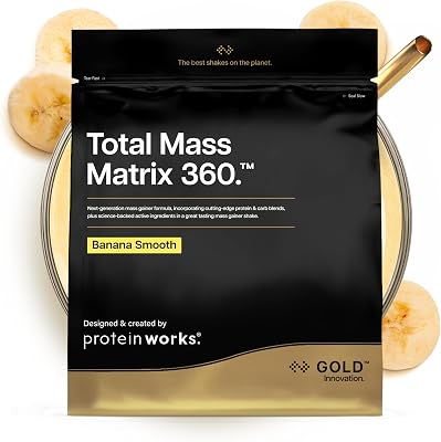 The protein works total mass matrix extreme protein powder | massa muscular | rico em calorias para ganhar massa | com glutamina, creatina e vitaminas | banana suave | 2,12kg
