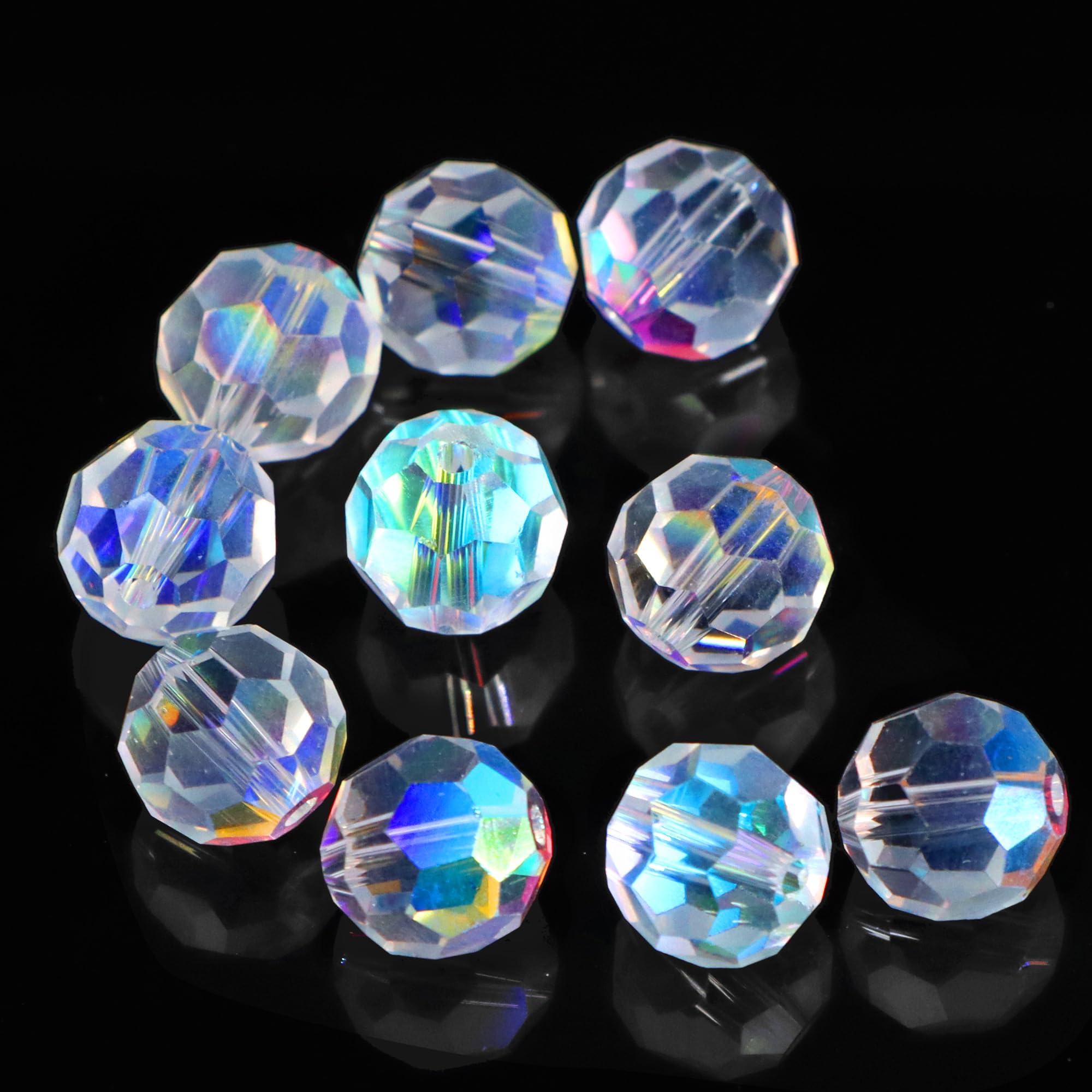 Lollanda 100PCS 10MM Hyaline Crystal AB Faceted Rondelle Spacer Beads for Jewelry Making