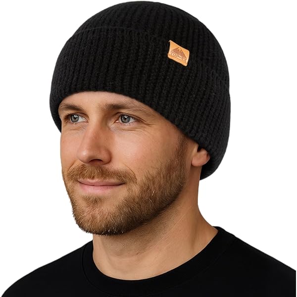 AONIJIE Merino Wool Beanie Hat for Men Women, Double Layer