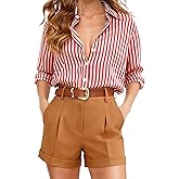 CoziHue Button Down Shirts for Women Striped Long Sleeve Wrinkle Resistant Blouses Super Soft Collared Business Casual Tops