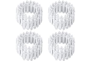 CHINCO 4 Pieces 35 Inch Fairy Fence Miniature Garden Ornament Wood Picket Fence for Dollhouse Home Garden Plant Pot DIY Diorama Project (White)