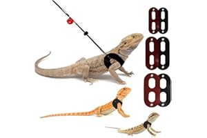LYEIAA 2 Colors Bearded Dragon Harness and Leash Adjustable(S,M,L) - Soft Leather Reptile Lizard Leash for Amphibians and Other Small Pet Animals Red Black