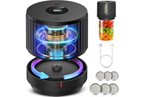 ATTIKBIZ Electric Mason Jar Vacuum Sealer, Compatible with Wide and Regular Mouth Mason Jars, Integration Vacuum Machine - Black