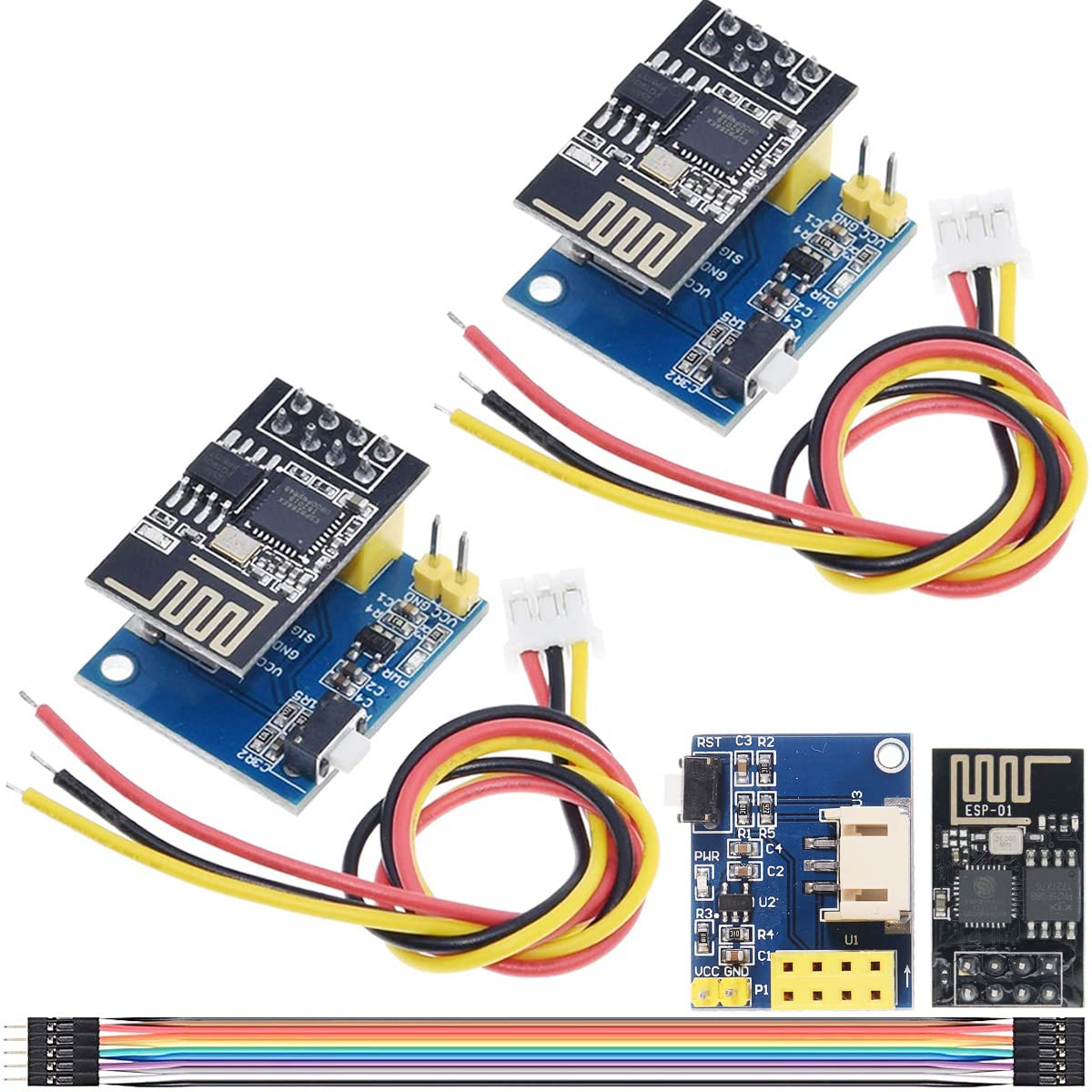 Youmile 2 pcs WS2812 RGB LED Controller Module ESP8266 ESP-01 ESP-01S RGB LED Controller Adapter Module with cable and Dupont Line for Arduino