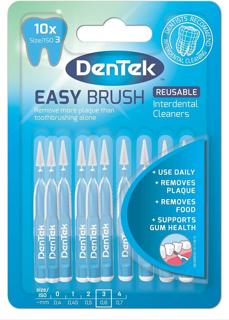 DenTek Easy Brush Interdental Brushes ISO3 0.6mm 10 Pack Mint Fluoride