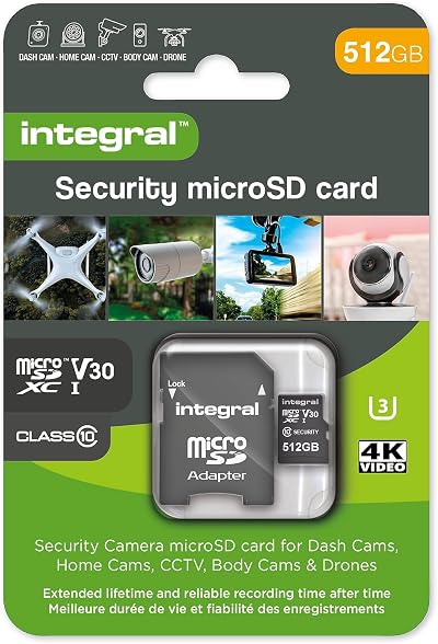 Integral 512GB High Endurance MicroSD Card Dash Cam Security Camera U3 100MB/s