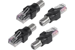 CERRXIAN 4PCS RF to RJ45 Coaxial Converter RF Female to RJ45 Male Coax Barrel Adapters for Line Tester
