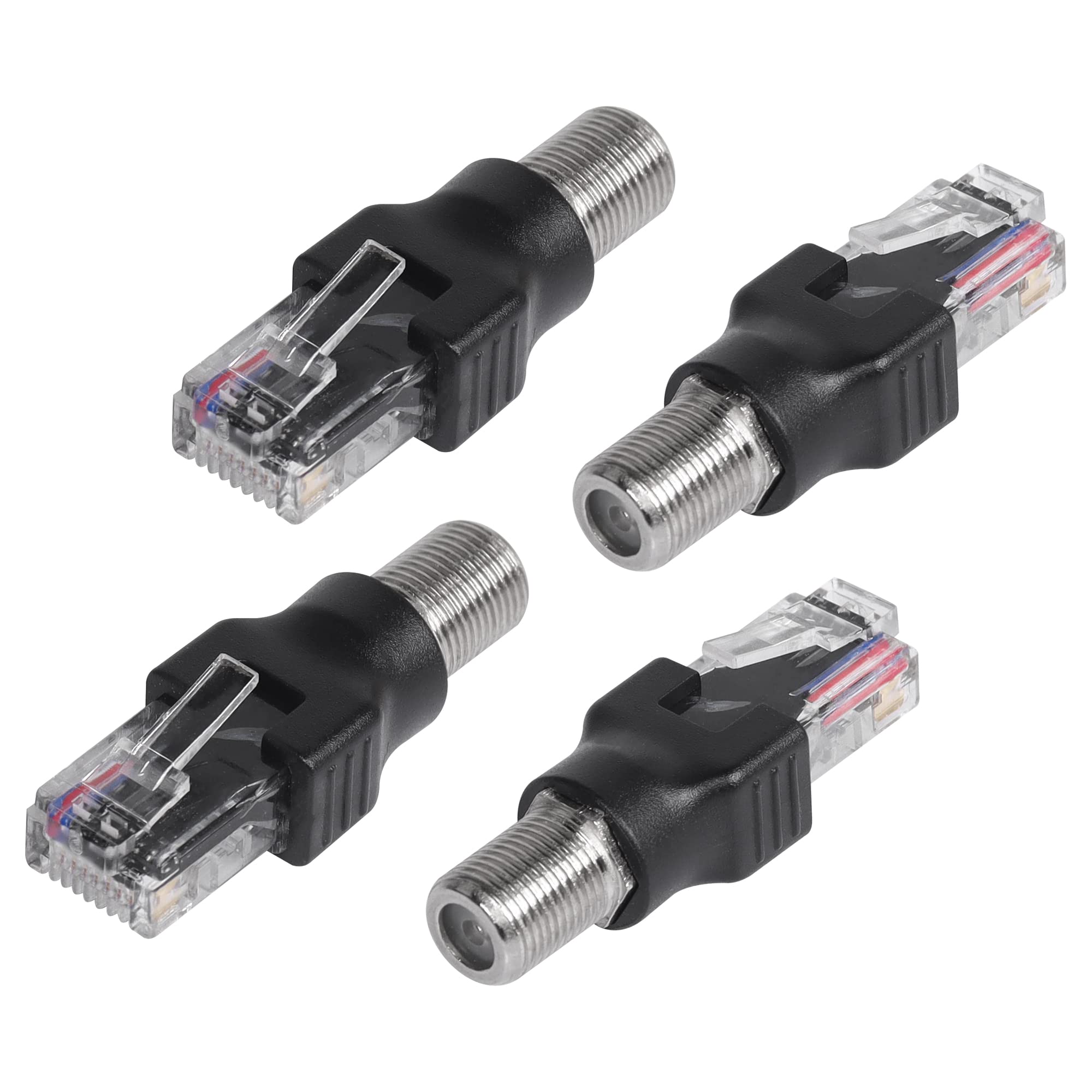 CERRXIAN 4PCS RF to RJ45 Coaxial Converter RF Female to RJ45 Male Coax Barrel Adapters