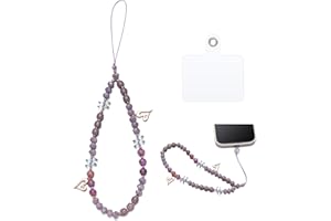 S.J JEWELRY Phone Charm Phone Wrist Strap with Tether Tab Beaded Phone Lanyard Phone Wristlet Handmade Semi-Precious Gemstone Phone Chain