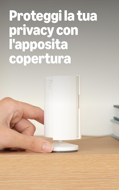 videocamera interna (Indoor Camera 2ª gen.) | Telecamera di sorveglianza per animali domestici | Audio bidirezionale, copertura per la privacy, fai-da-te | Ring Home: 30 gg. prova gratuita