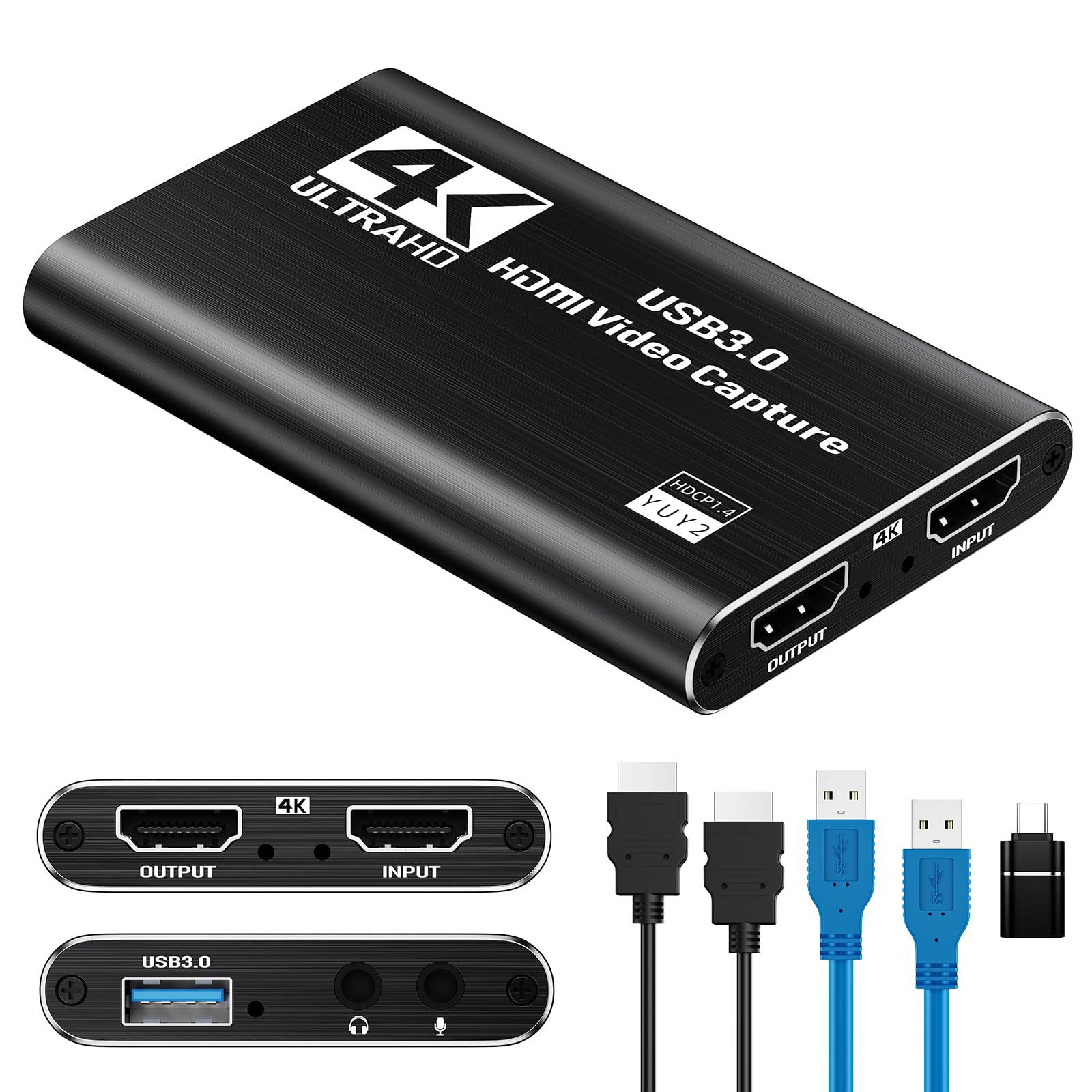 Photo 1 of Papeaso HDMI Capture Card, 1080P 60FPS USB 3.0 Video Capture Device for Streaming, Compatible with Switch, PS5, PS4, Xbox, Camera, PC