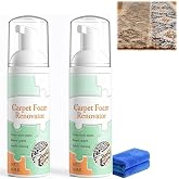2PCS Waterless Carpet Foam Stain Remover with Towel, Carpet Foam Renovater, Deep Clean Carpet Cleaner, Multi-Surface Fabric and Upholstery Cleaner for Mattress, Car Interior, Couch
