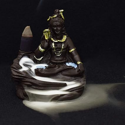 Asian Hobby Crafts Lord Shiva Smoke Fountain Incense Burner with 10 Backflow Cones (7 cm x 7 cm x 12, Blue) Shiva A