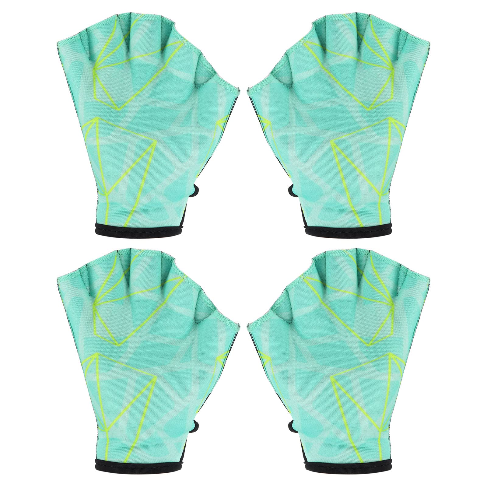 PATIKIL Webbed Swim Gloves, 2Pairs Swimming Aquatic Gloves Printing Water Resistance Training Accessories for Swimming and Diving, S, Light Green
