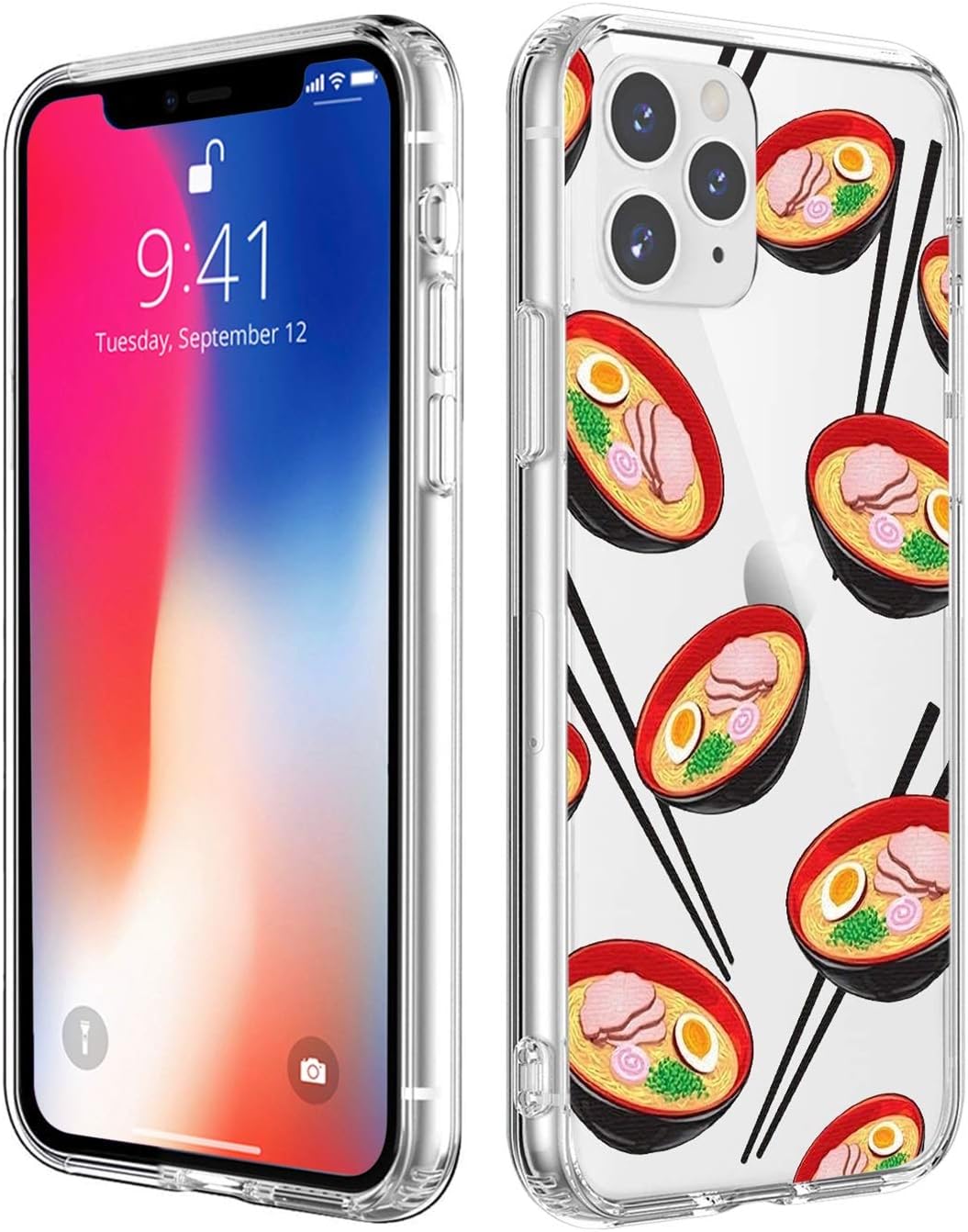 MAYCARI for iPhone 11 Pro Max Case Noodles, Girls Women Clear Unique Design Funny Japanese Food Case Soft TPU Slim Flexible Silicone Cover Phone Case