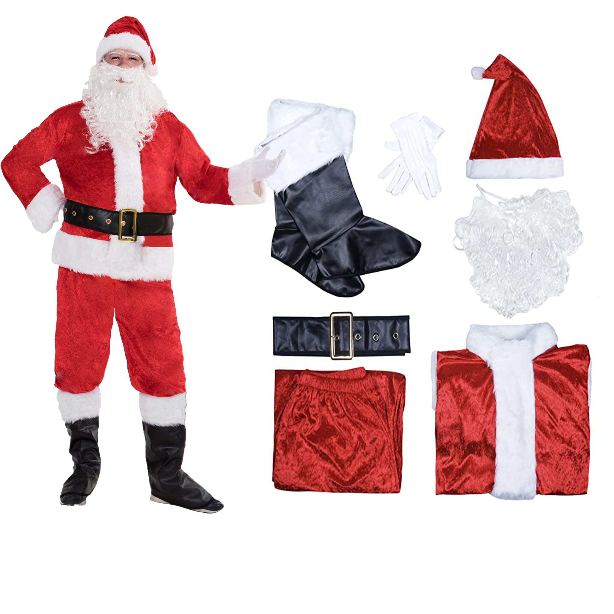 Photo 1 of EraSpooky Santa Claus Costume For Men Adult- 7PCS Santa Outfit Christmas