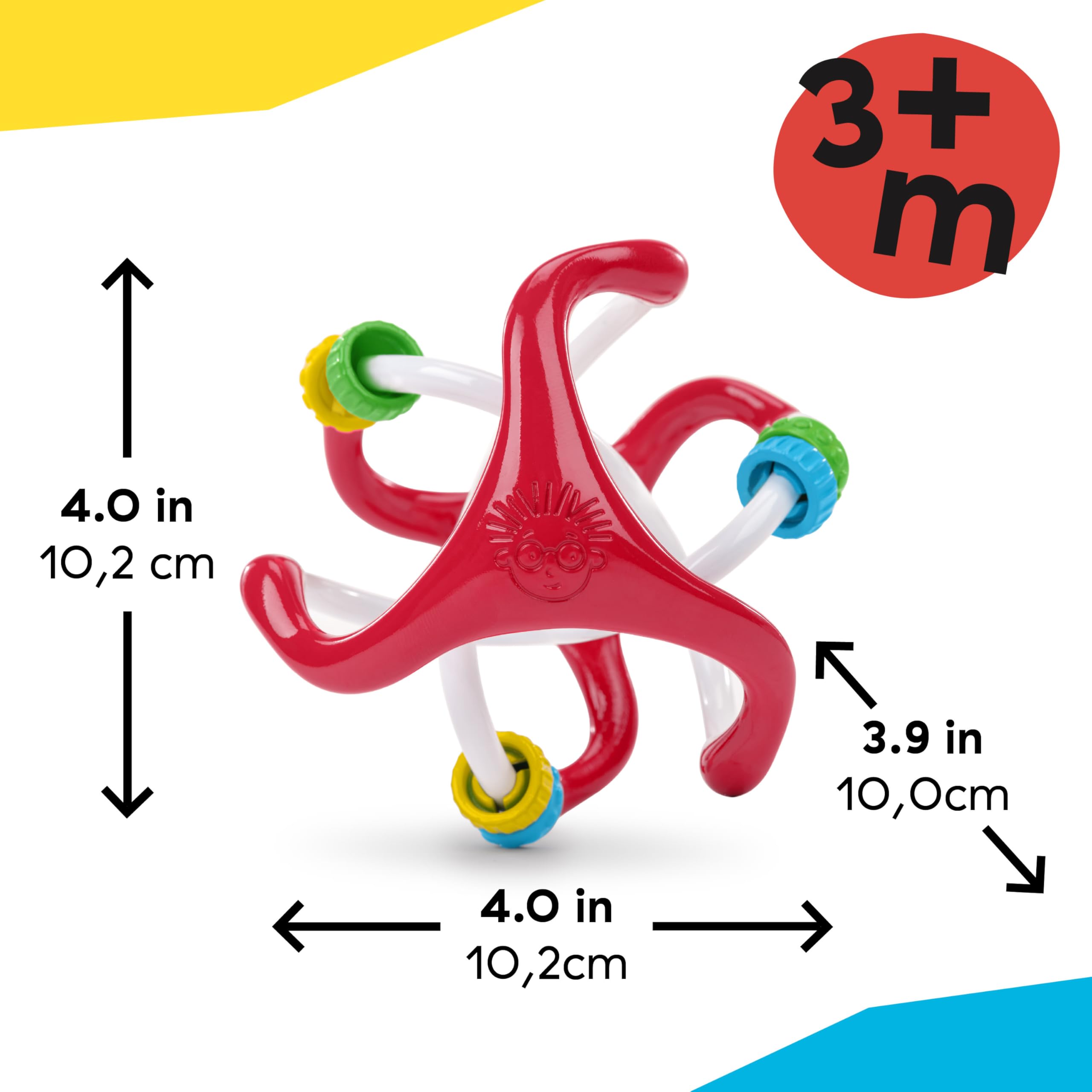 Baby Einstein Slide & Swirl Sensory Ball, Multisensory Baby Toy with Textured Beads, Rattle Sounds & Easy-Grip Design, Ages 3 Months+