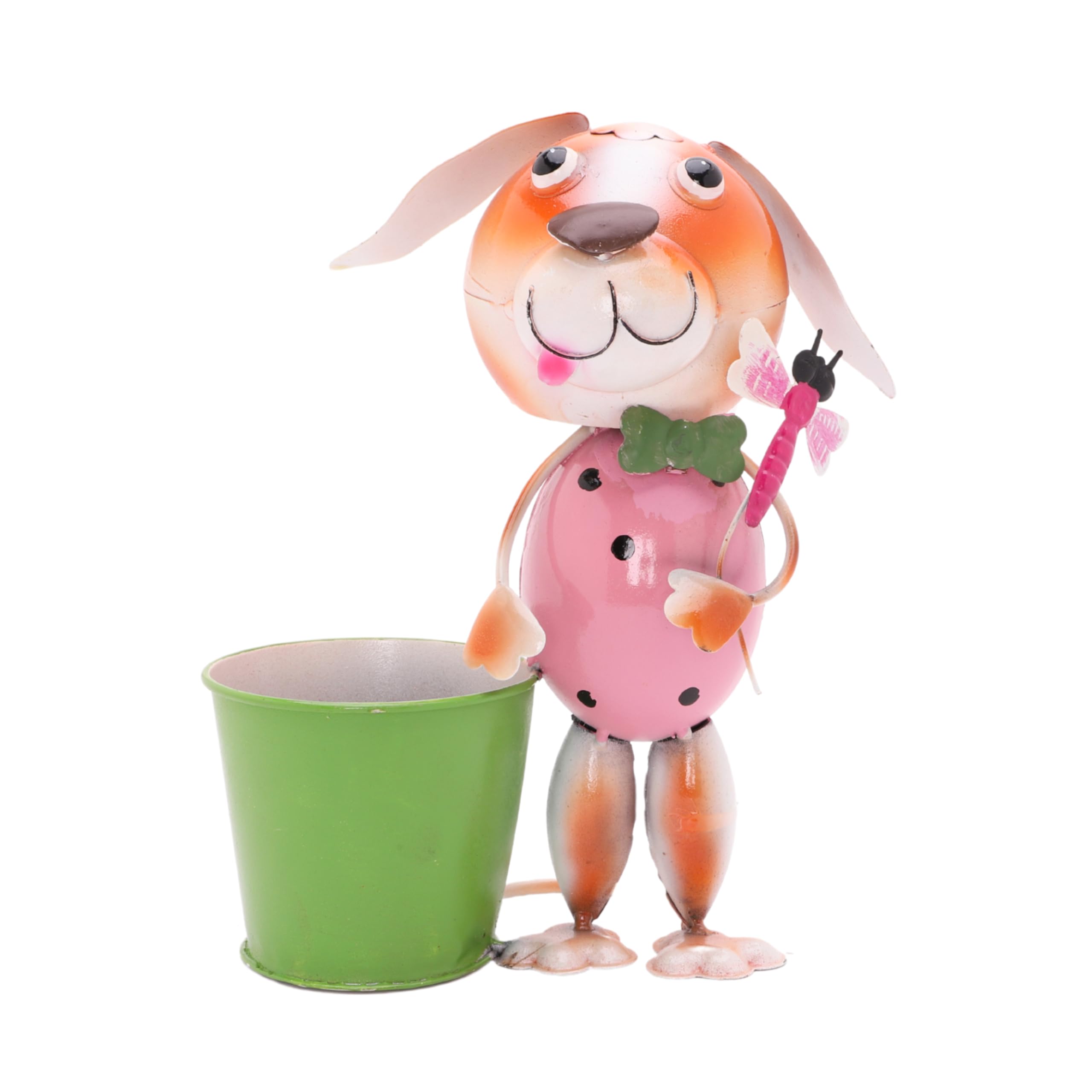 Christmas Concepts® 25cm (10'') Standing Metal Animal Pink Dog Flower Pot Ornament Sculpture - Indoor/Outdoor Garden Decorations