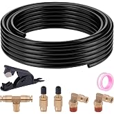 Taiidaues 30FT 1/4" DOT Air Bag Suspension Hose Kit with Brass DOT Fittings | PA12 Nylon Air Line Hose with Brass DOT Air Brake Fittings,1/4" DOT Air Fittings for Air Shock Line Kit Replacement Parts