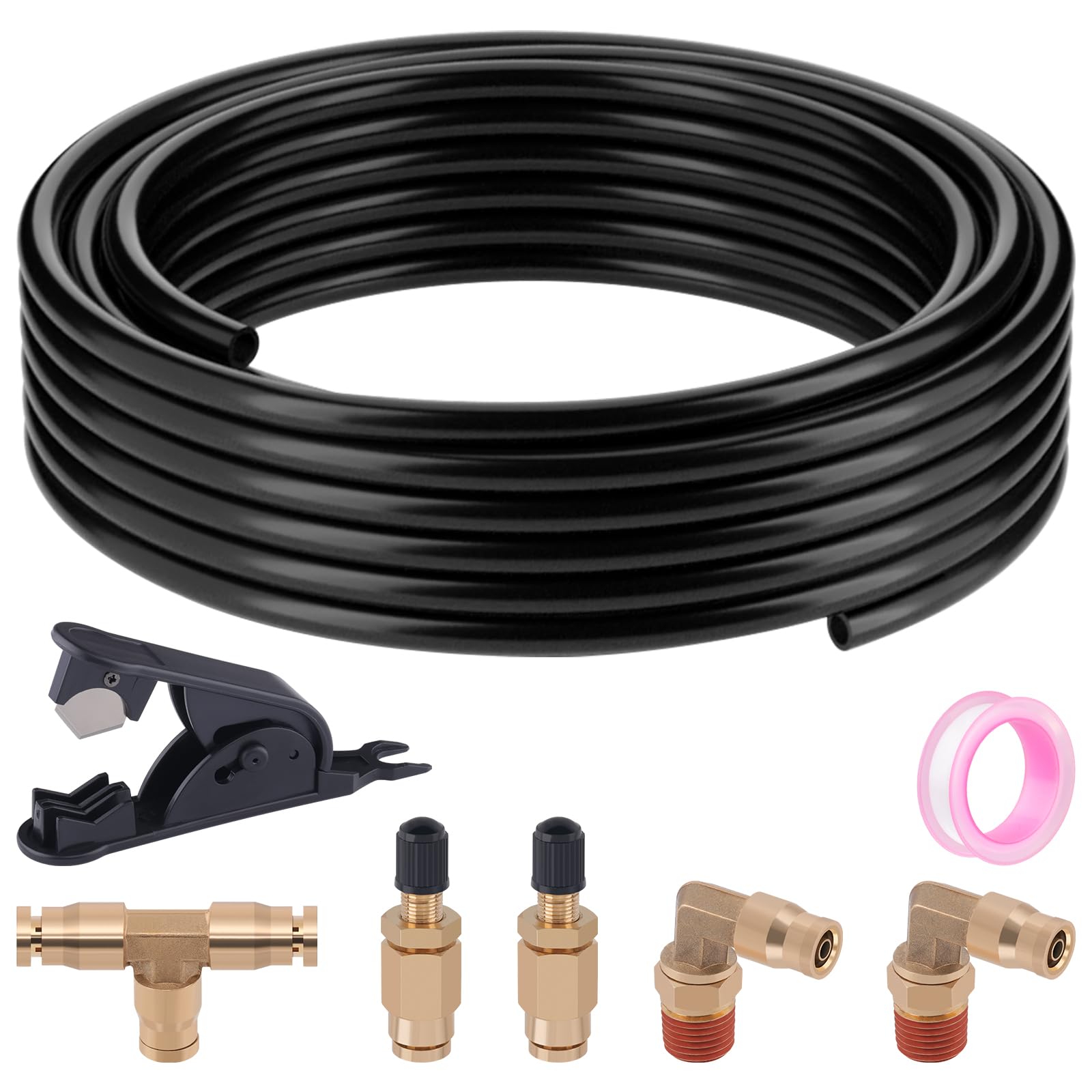 Photo 1 of 1/4" Air Line Service Kit for Air Bags Suspension Kit with Brass DOT Air Brake Fittings,1/4 DOT Air Fittings, 30 FT (9.1M) DOT Air Line PA Hose for Air Shock Line Kit Replacement Components