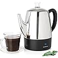 Mixpresso Small Percolator Coffee Pot Electric 4 Cup, Stainless Steel Coffee Maker, Coffee Percolator Electric With Keep Warm Function, 4 Cups Stainless Steel Perculator With Basket