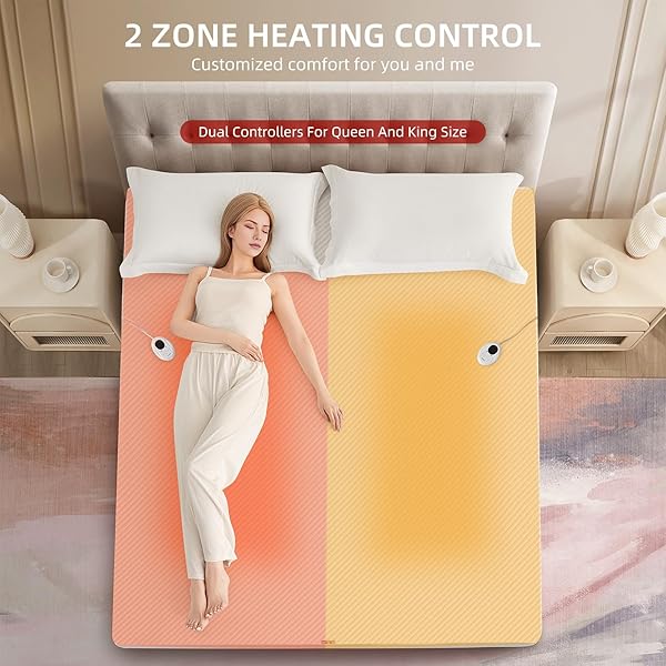 BWARM WATERPROOF HEATED MATTRESS PAD, ETL CERTIFIED BED WARMER WITH MEMORY FUNCTION 9 HEAT SETTINGS, 1-12 HOURS AUTO OFF DEEP POCKET, MACHINE WASHABLE, WHITE QUEEN