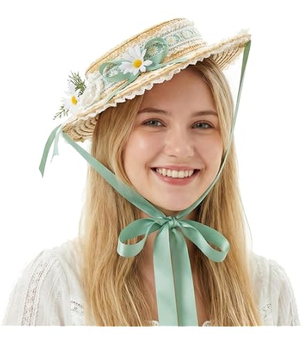 Victorian Hat Tea Party Sun Hat Lace Ribbons Straw Hats Lolita