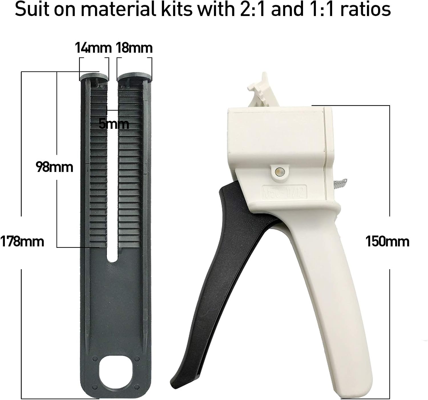 Angle ruler 50ml Dispenser Gun Kit，Universal Impression Mixing Dispensing Glue Gun Applied to 50ml 1:1,2:1 AB Plastic Tube,1:1,1:2 Dispenser Glue Tube: Sports & Outdoors