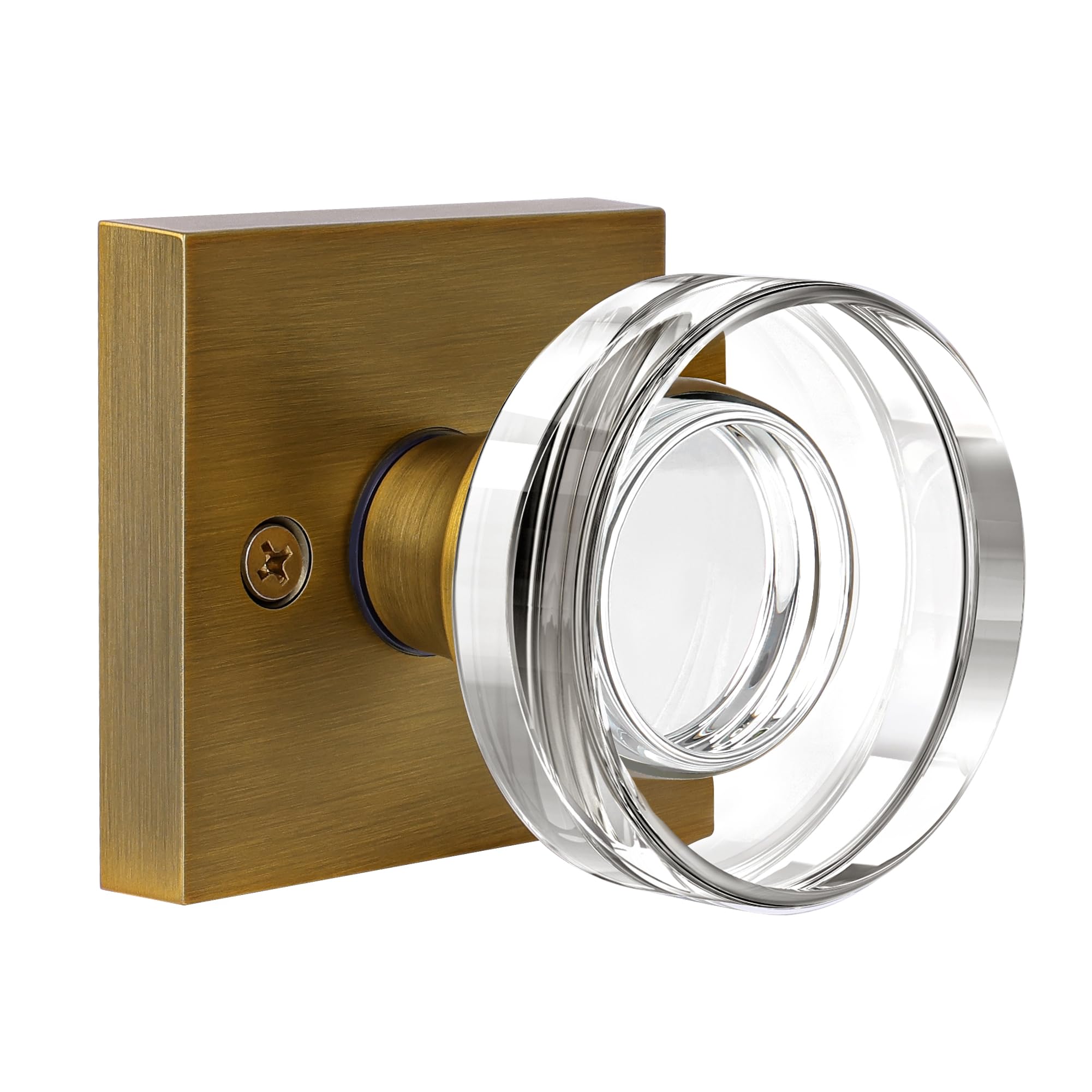 Photo 1 of coolnews Antique Brass Door Knob Crystal Door Knobs Passage Door Knobs Interior, Old Style Glass Door Knob Square Door Knob Antique Door Handle for Hallway Pantry Closet
