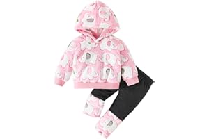 Jecson Toddler Baby Girl Clothes: Soft Fleece & Thermal Outfits Set Animal Pattern Hoodie & Pants Cute Winter Home Out 6M-4Y