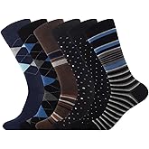 7DayOtter Modal Odor Resistant Dress Socks for Men Cotton Business Crew Patterned Dress Sock