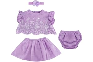 WOOROY Reborn Baby Doll Clothes for 18-20 Inch Purple Reborn Doll Girl Dress Reborn Baby Dolls Outfits Reborn Baby Clothing Baby Sets