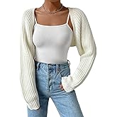 Naileksi Women Long Sleeve Drop Shoulder Crop Cardigan Sweater Solid Loose Fit Casual Open Front Crop Shrug Sweater Top
