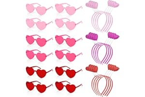 Zuazaor 24 Pieces Heart Sequin Headbands Bopper and Heart Sunglasses for Valentines Day Chrsitmas Halloween Party Cutomes