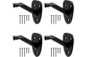 Hand Rail Brackets for Stairs- 4 Pcs Heavy Duty Black Handrail Brackets for Indoor Stairs or Outdoor Stairs Support, 3 Inch H