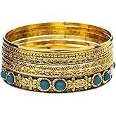 Caiyao 6-12Pcs Vintage Gold Silver Multilayer Stackable Textured Bangle Bracelets Bohemian Chunky Indian Cable Punk Wide Bracelet for Women African Ethnic Wedding Outfit Jewelry Gifts