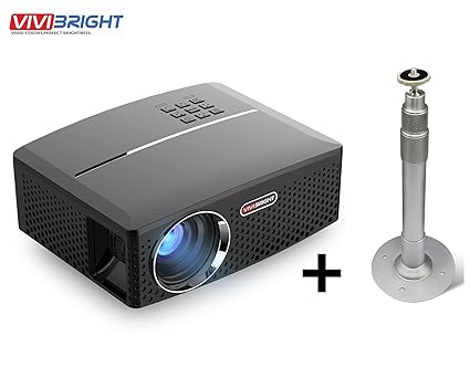 Vivibright GP80 Mini led Projector 1800 lumens Home Cinema with Projector Mount Stand