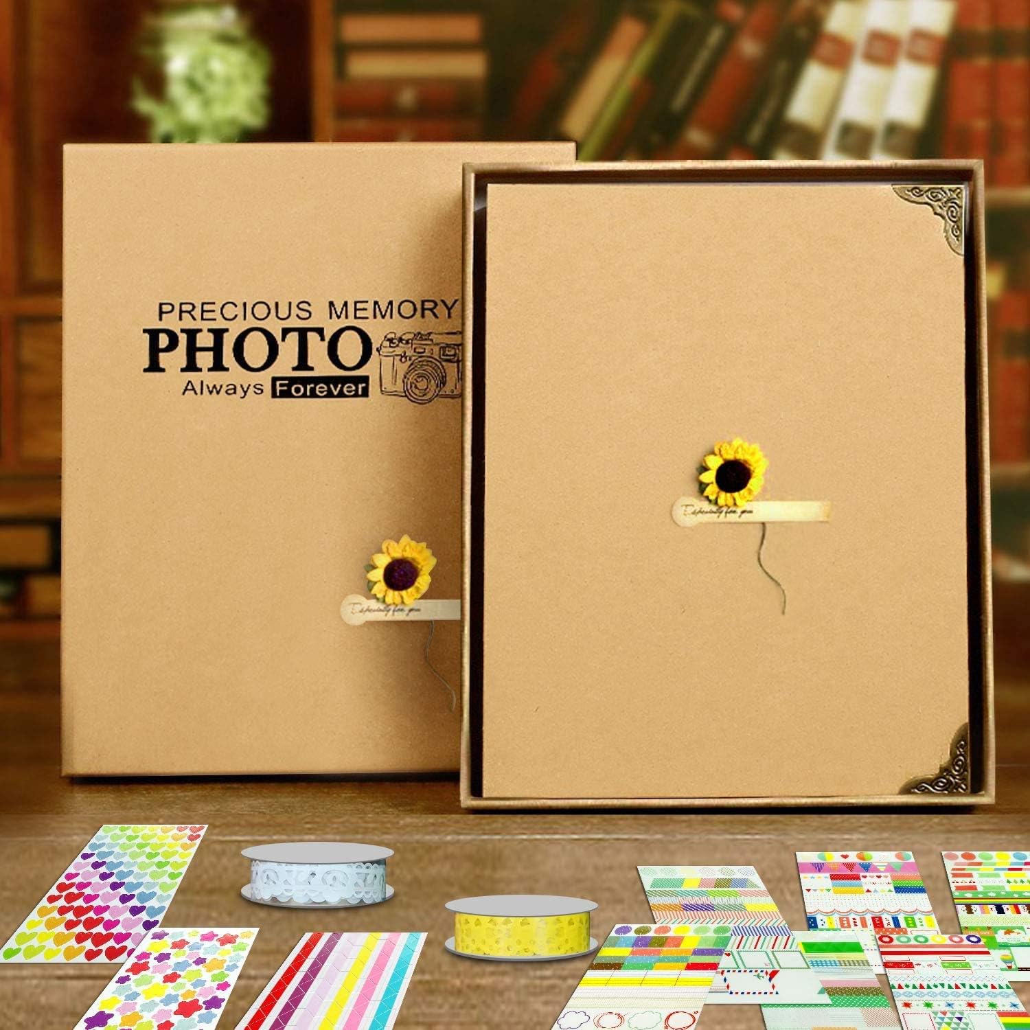DIY Scrapbook Photo Album 8.5 x 11 Inch, Adkwse Hardcover 60 Pages Black Scrapbook Paper with Scrapbooking Kits Suitable for Anniversary, Travelling, Family, Graduation Gift