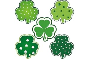 BLULU St. Patrick's Day Decoration Shamrocks Clover Cut-Outs Shamrocks Irish Paper Cut-Outs with Adhesive Dots for Bulletin Board Classroom School Ireland Saint Patrick's Day Party, 5.9 x 5.9 Inch (40 Pcs)