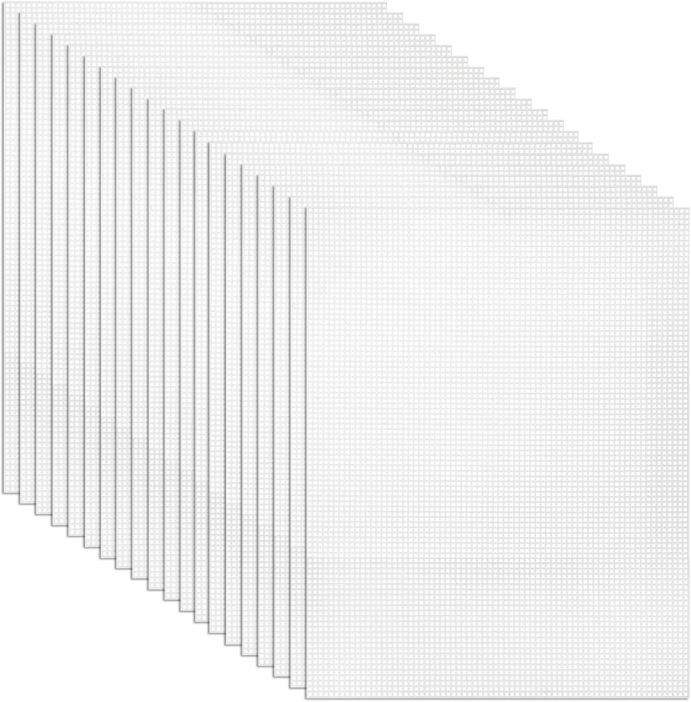 Tosnail 20 Pcs Clear Plastic Mesh Canvas Sheets 13.5 x 10.5 in 2 mm Holes